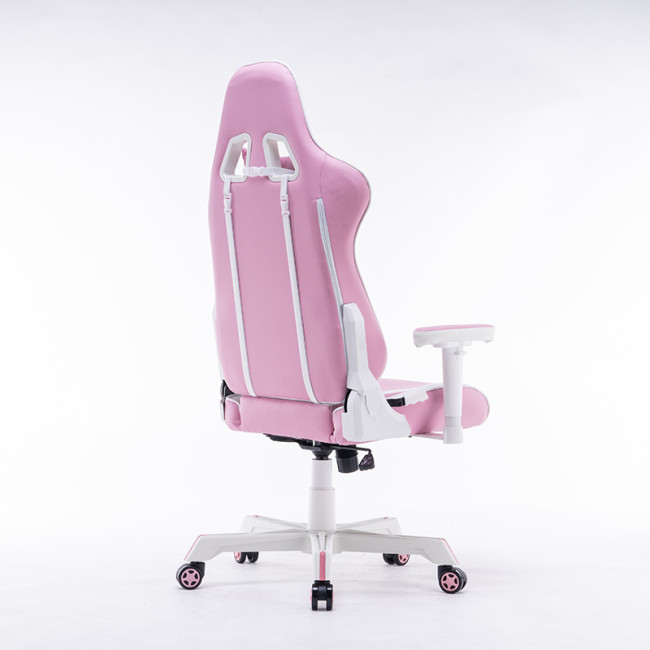 Hot Selling Ergonomic Metal Frame Gamer Chair 2d Armrest Pu Leather Racing Pink Gaming Chair
