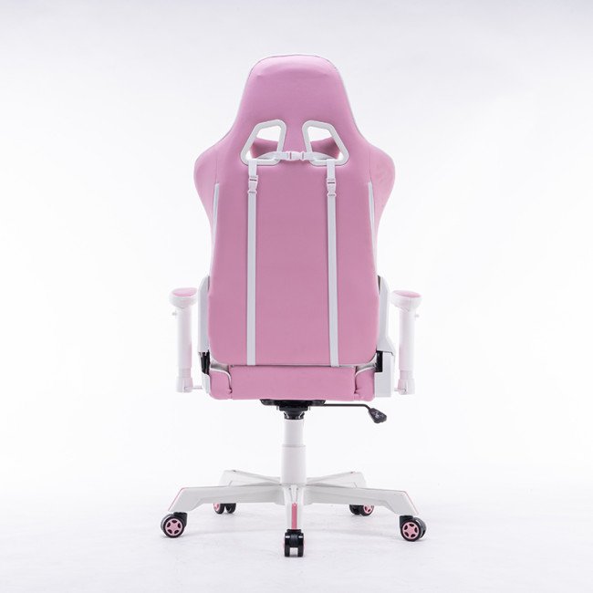 Hot Selling Ergonomic Metal Frame Gamer Chair 2d Armrest Pu Leather Racing Pink Gaming Chair