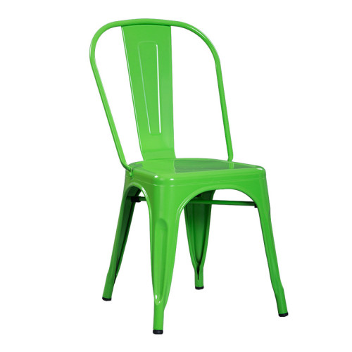 Tolix style green stackable metal cafe chair
