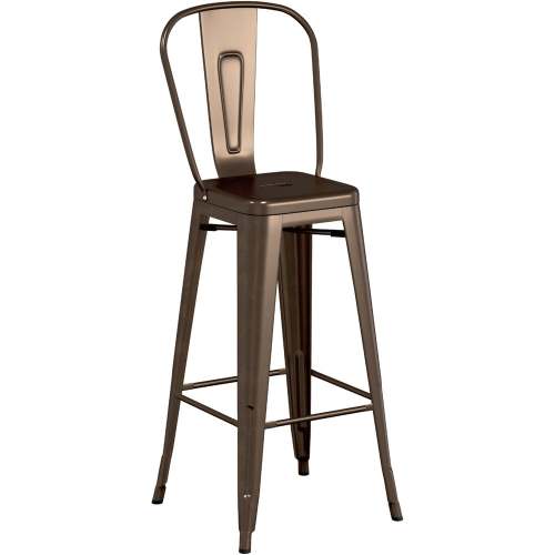 Counter height backrest copper color metal bar stool with footrest