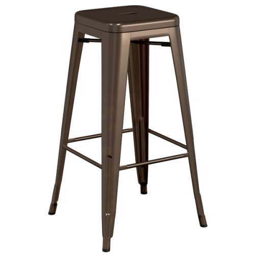 Counter height backless copper color metal bar stool with footrest