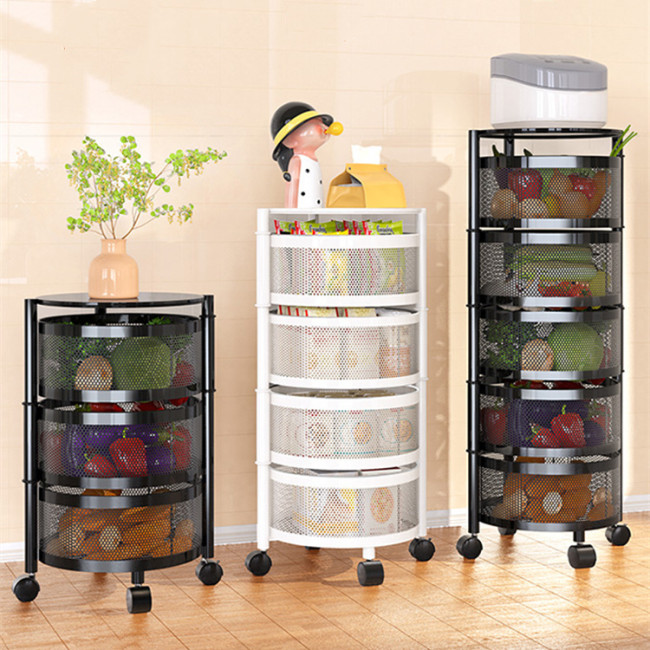 Foldable Kitchen 3 Layers Metal Storage Rack Magic Organizer Trolley Household Bathroom 3 Tier Storage Cart