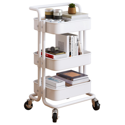 Standing 3 Layers Storage Rack Multifunctional Metal Material 360 Degree Rotatable Mobile Trolley