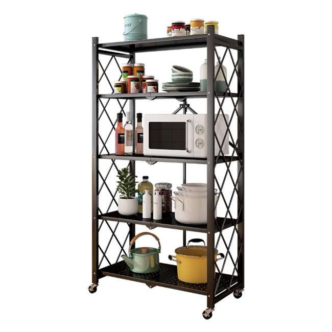 Multifunctional 4 layers Folding Storage Kitchen Oven Foldable Shelf Display Rack