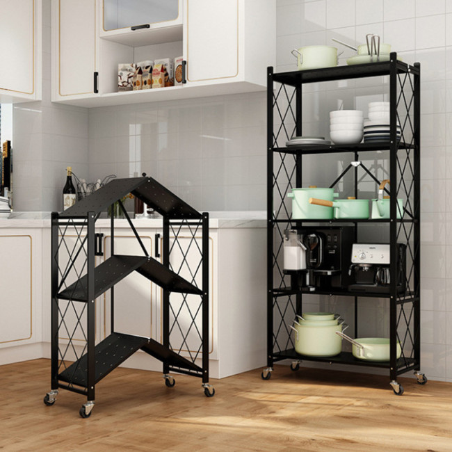 High Quality Metal Rack Folding Shelf 3 Layer Folded Kitchen Storage Shelves