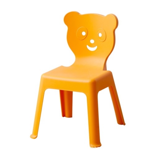 Orange plastic bear-shaped backrest children's chair