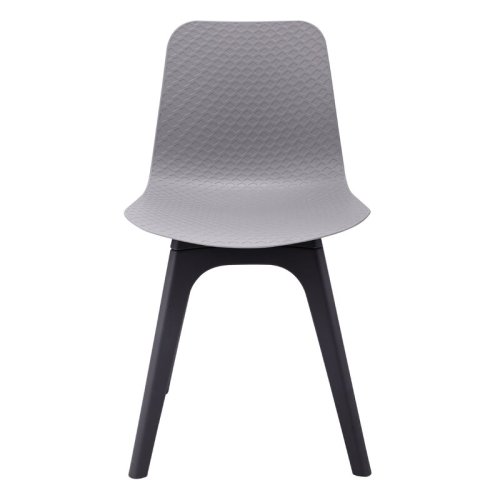 Grey plastic dining chair with black legs