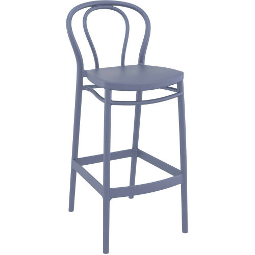 Classic design grey kitchen counter height bar stool with footrest