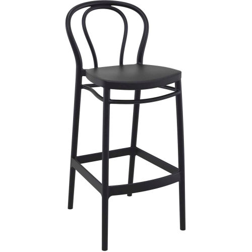 Classic design black kitchen counter height bar stool with footrest