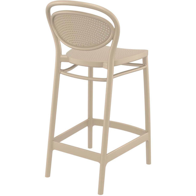 Stylish and modern taupe bar stool with a backrest and counter height design 
