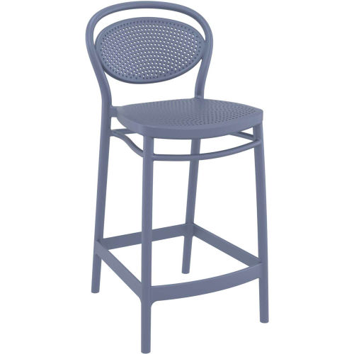 Stylish and modern grey bar stool with a backrest and counter height design