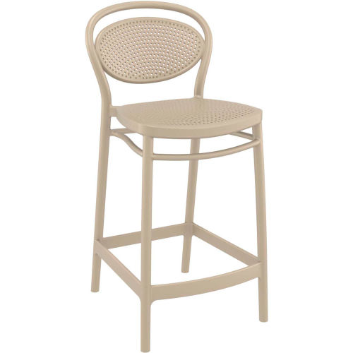 Stylish and modern taupe bar stool with a backrest and counter height design 