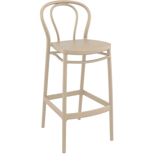 Classic design taupe kitchen counter height bar stool with footrest