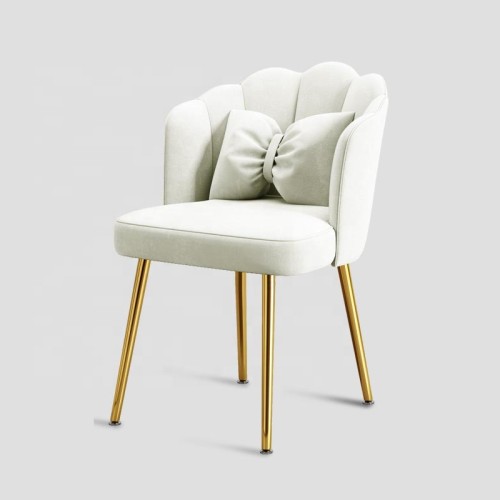 Luxury comfort beige velvet dining chair with golden metal legs
