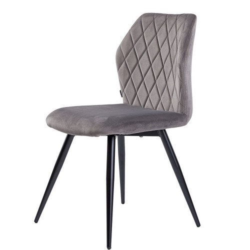 Grey Velvet Cafe Chair with Metal Legs 