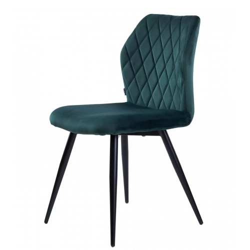 Luxurious elegant green velvet cafe chair with metal legs