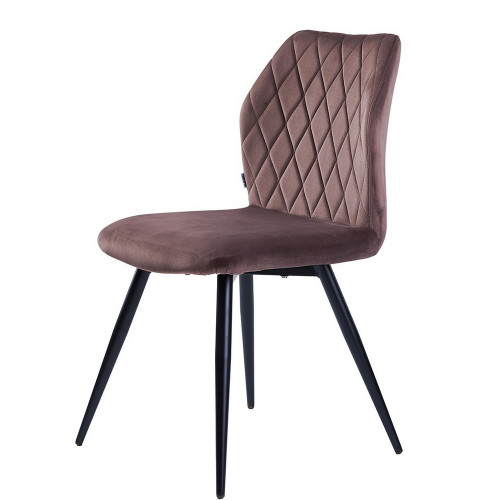 Luxurious comfort sophisticated style brown velvet cafe chair with metal legs
