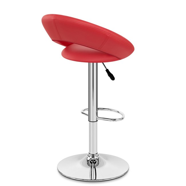 Red Faux Leather Bar Stool with Chromed Metal Stand 