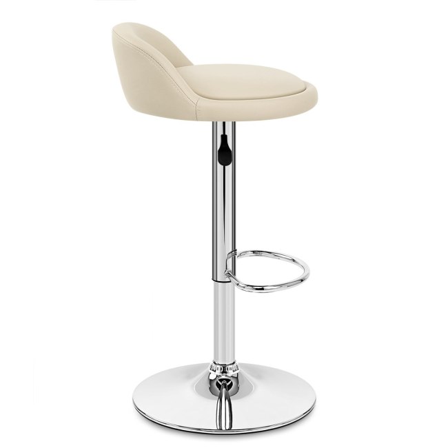 Short back beige faux leather counter bar stool