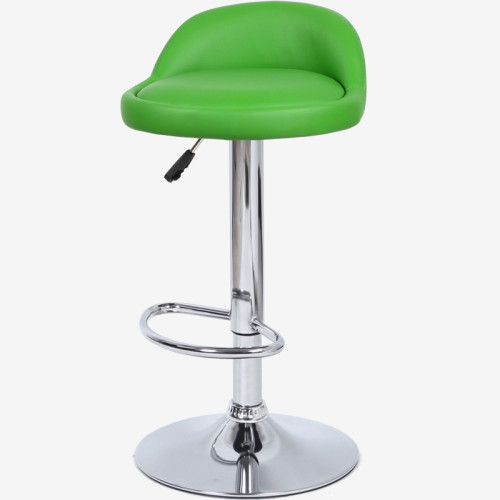 Short back green faux leather counter bar stool