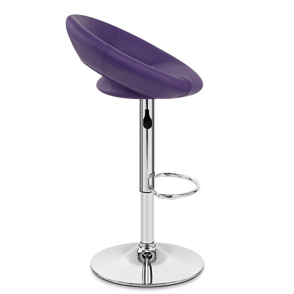 Purple Faux Leather Bar Stool with Chromed Metal Stand