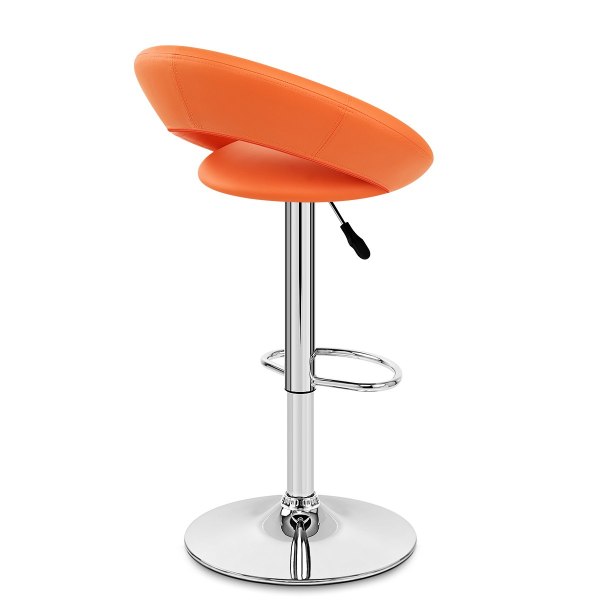 Orange Faux Leather Bar Stool with Chromed Metal Stand