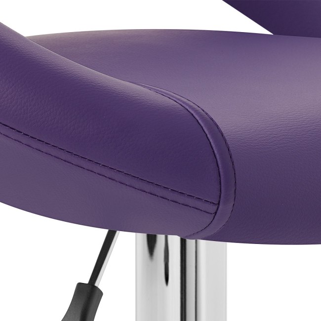Purple Faux Leather Bar Stool with Chromed Metal Stand 