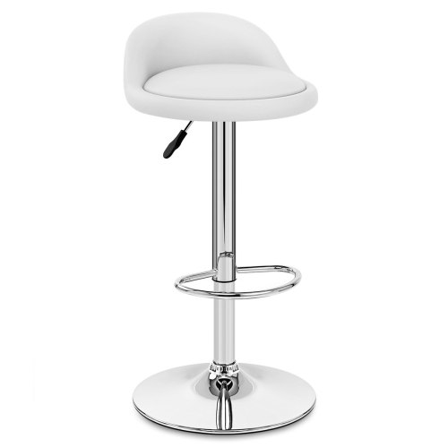 Short back white faux leather counter bar stool