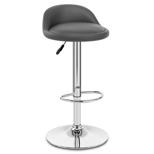 Short back grey faux leather counter bar stool