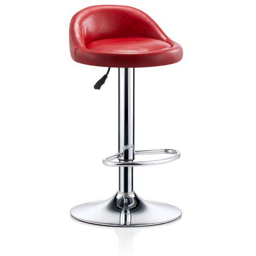 Short back red faux leather counter bar stool