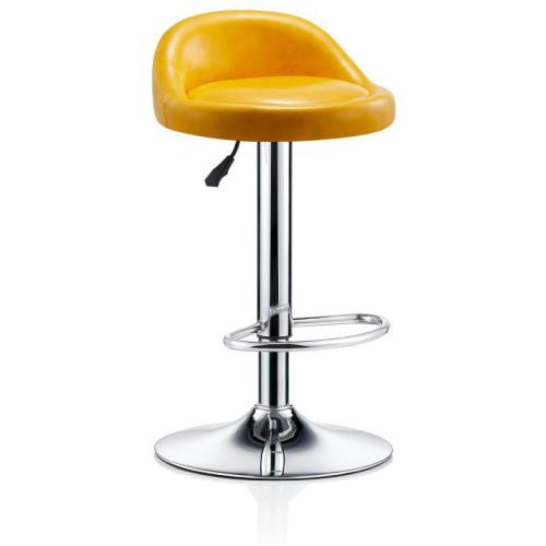 Short back yellow faux leather counter bar stool