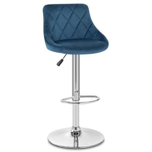 Stylish swivel navy blue velvet bar stool