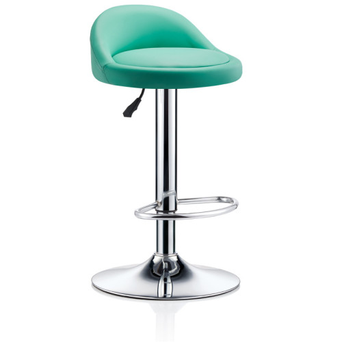 Short back teal faux leather counter bar stool