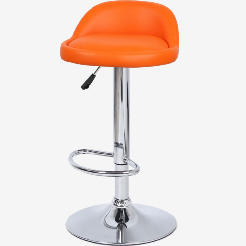 Short back orange faux leather counter bar stool