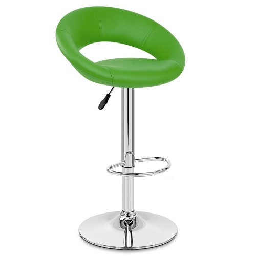 Green Faux Leather Bar Stool with Chromed Metal Stand 
