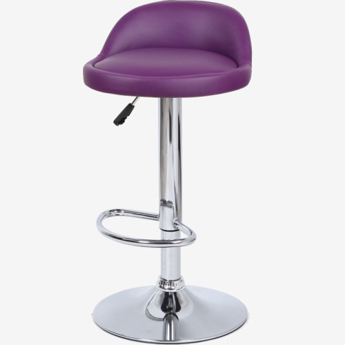 Short back purple faux leather counter bar stool