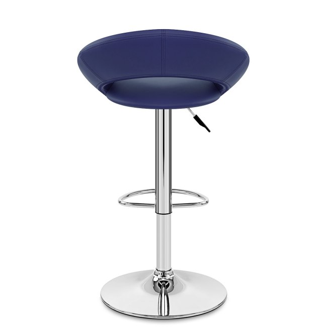 Navy blue Faux Leather Bar Stool with Chromed Metal Stand 