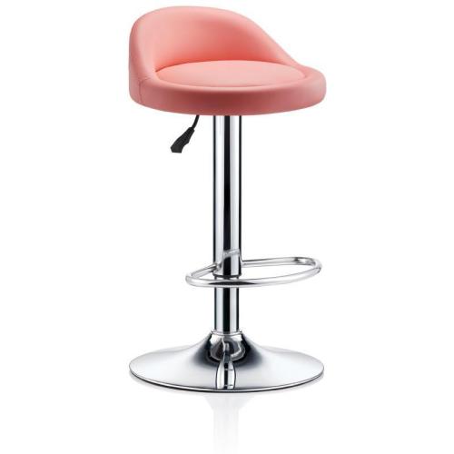 Short back pink faux leather counter bar stool