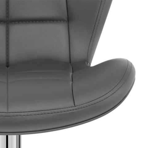 Curved back tufted grey faux leather bar chair