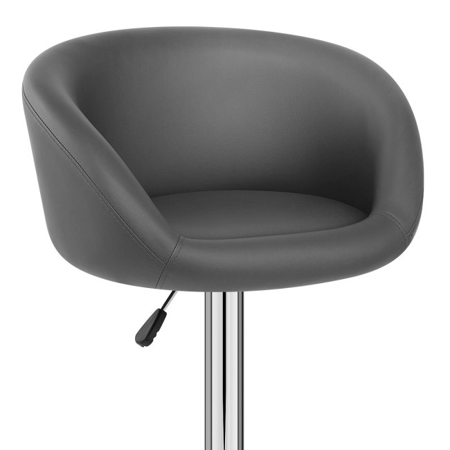 Modern grey faux leather bar stool with armrest