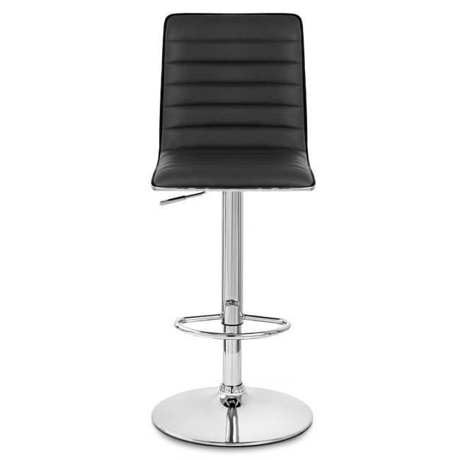 Comfort black faux leather bar stool with backrest
