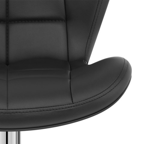 Curved back tufted black faux leather bar chair