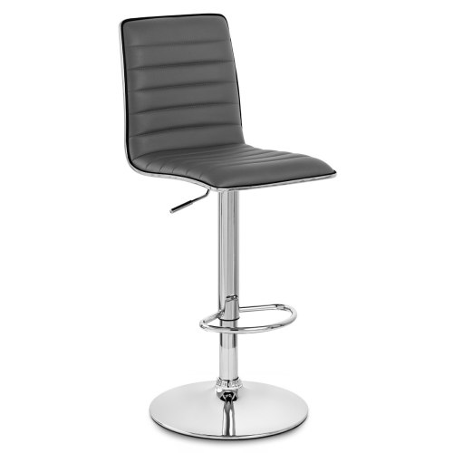 Comfort grey faux leather bar stool with backrest
