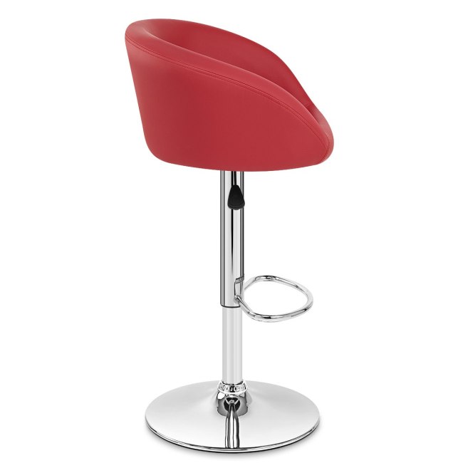 Modern red faux leather bar stool with armrest