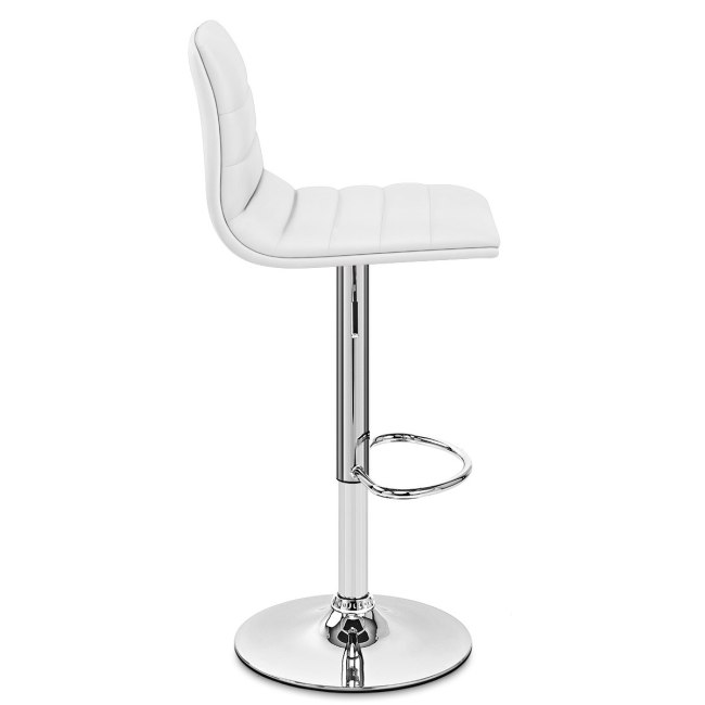 Sleek stylish height adjustable white faux leather bar chair