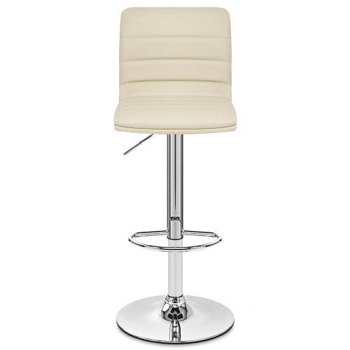 Sleek stylish height adjustable beige faux leather bar chair