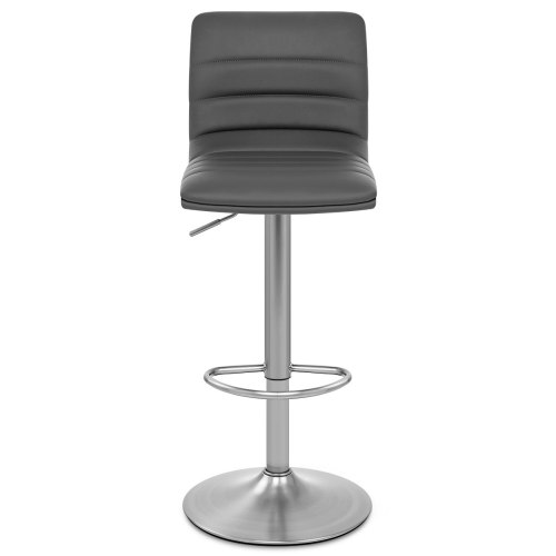 Sleek stylish height adjustable grey faux leather bar chair