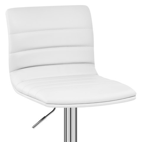 Sleek stylish height adjustable white faux leather bar chair