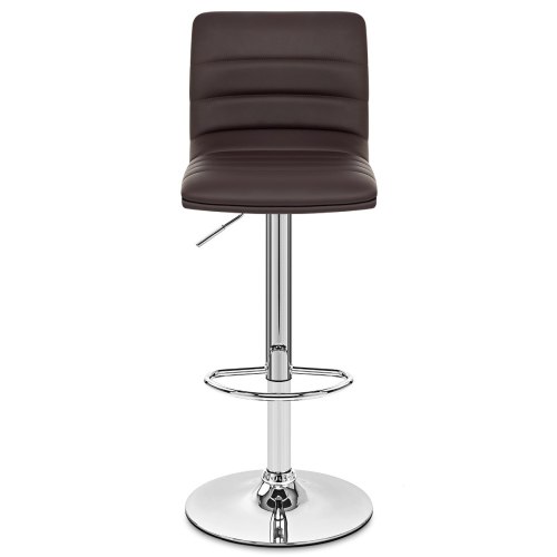 Sleek stylish height adjustable brown faux leather bar chair
