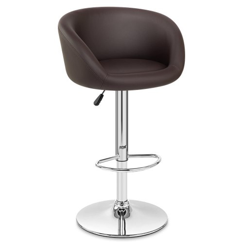 Modern brown faux leather bar stool with armrest